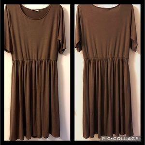 COPY - ZENANA DRESS in solid dark taupe brown SZ 1X